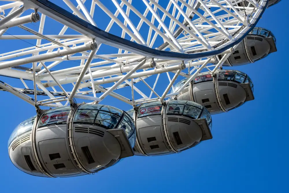View of the London skyline from a London Eye capsule